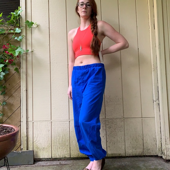Vintage 80’s REI high waist track pants sz S vibrant blue red zipper ankle-snap - Picture 5 of 11